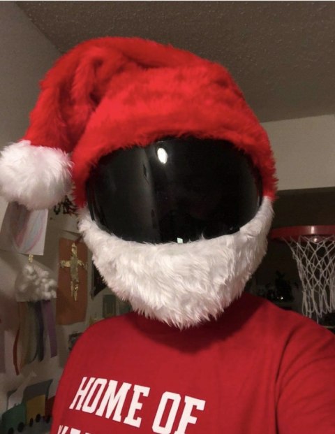 CZAPKOKASK, CZAPKA NAKŁADKA ŚW MIKOŁAJA NA KASK NA MOTOCYKL CZAPKA
