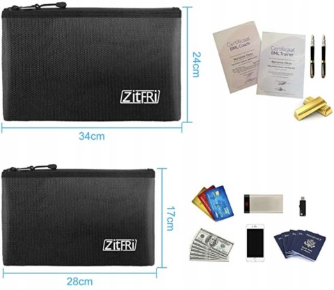 OGNIOODPORNA WODOODPORNA TORBA NA DOKUMENTY PLIKI PIENIĄDZE ETUI- 2 SZTUKI