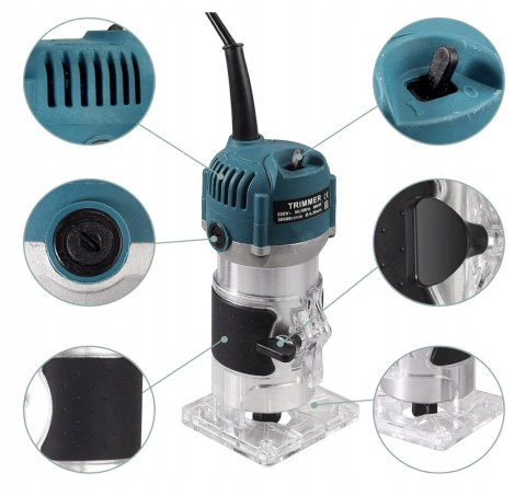 FREZARKA KRAWĘDZIOWA GÓRNOWRZECIONOWA 800W 30000r/min 6,35mm 15SZT. FREZÓW FREZARKA KRAWĘDZIOWA GÓRNOWRZECIONOWA 800W 30000r/min 6,35mm 15SZT. FREZÓW