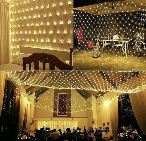 Siatka Świetlna Świąteczne Lampki Girlanda LED Kurtyna 6m x 4m Kolorowa Siatka Świetlna Świąteczne Lampki Girlanda LED Kurtyna 6m x 4m Kolorowa