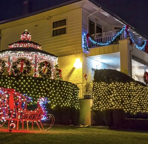 Siatka Świetlna Świąteczne Lampki Girlanda LED Kurtyna 6m x 4m Kolorowa Siatka Świetlna Świąteczne Lampki Girlanda LED Kurtyna 6m x 4m Kolorowa