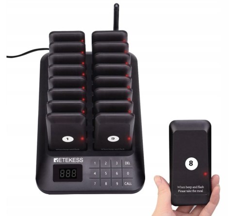 Ystem Pagera Restauracji, Pager, 16 Pagerów, Czarny, 500M Ystem Pagera Restauracji, Pager, 16 Pagerów, Czarny, 500M