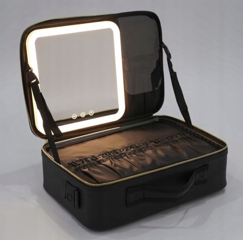 DUŻA TOREBKA PODRĘCZNA KOSMETYCZKA LED Z LUSTERKIEM CZARNA XL 40x 29x 14 cm DUŻA TOREBKA PODRĘCZNA KOSMETYCZKA LED Z LUSTERKIEM CZARNA XL 40x 29x 14 cm
