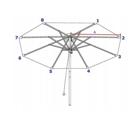 POSZYCIE NA PARASOL OGRODOWY 8 RAMION 300CM KHAKI WYMIENNE OBICIE POSZYCIE NA PARASOL OGRODOWY 8 RAMION 300CM KHAKI WYMIENNE OBICIE