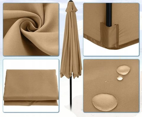 POSZYCIE NA PARASOL OGRODOWY 8 RAMION 300CM KHAKI WYMIENNE OBICIE POSZYCIE NA PARASOL OGRODOWY 8 RAMION 300CM KHAKI WYMIENNE OBICIE