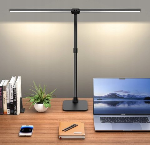 LAMPKA KREŚLARSKA LAMPA BIURKOWA PODWÓJNA CZARNA Z PODSTAWKĄ