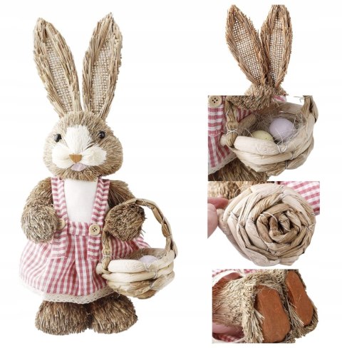 OZDOBY WIELKANOCNE ZAJĄC KRÓLIK PŁÓTNO ORNAMENT SŁOMIANY 36cm OZDOBY WIELKANOCNE ZAJĄC KRÓLIK PŁÓTNO ORNAMENT SŁOMIANY 36cm