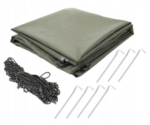 TARP PŁACHTA BIWAKOWA 300 x 300 CM, WODOODPORNA BIWAKOWA TERMINCZNA ZIELONA TARP PŁACHTA BIWAKOWA 300 x 300 CM, WODOODPORNA BIWAKOWA TERMINCZNA ZIELONA