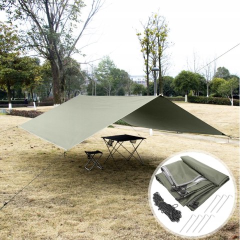 TARP PŁACHTA BIWAKOWA 300 x 300 CM, WODOODPORNA BIWAKOWA TERMINCZNA ZIELONA TARP PŁACHTA BIWAKOWA 300 x 300 CM, WODOODPORNA BIWAKOWA TERMINCZNA ZIELONA
